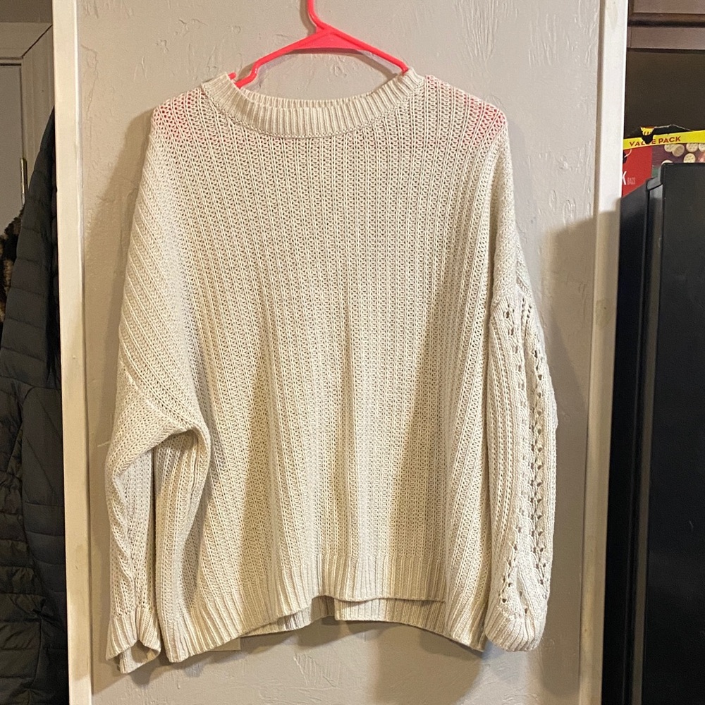 American Eagle Outfitters Cream Knit Crewneck Sweater
